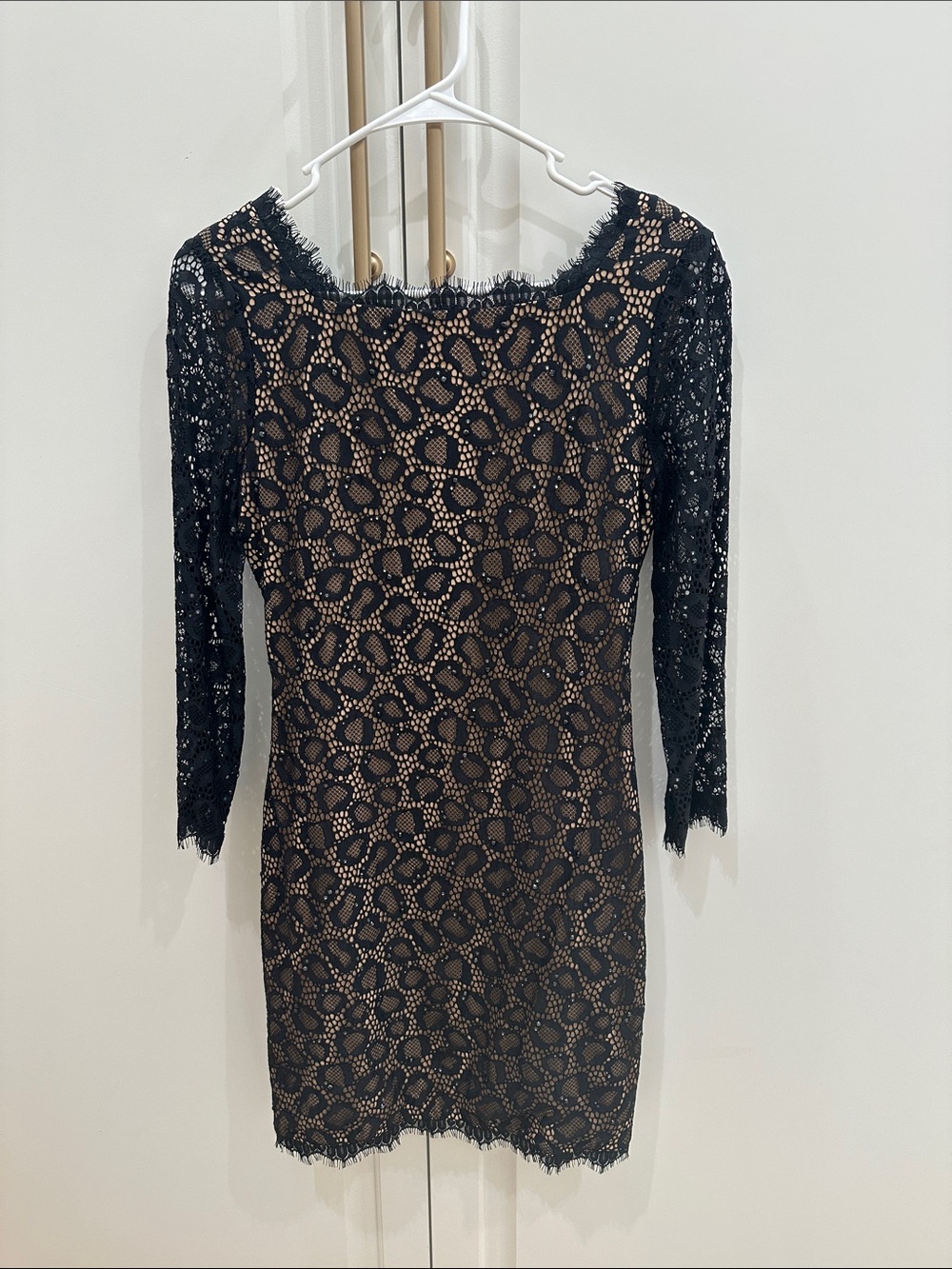 Diane Von Furstenberg Black Dress with Nude Lining size 0